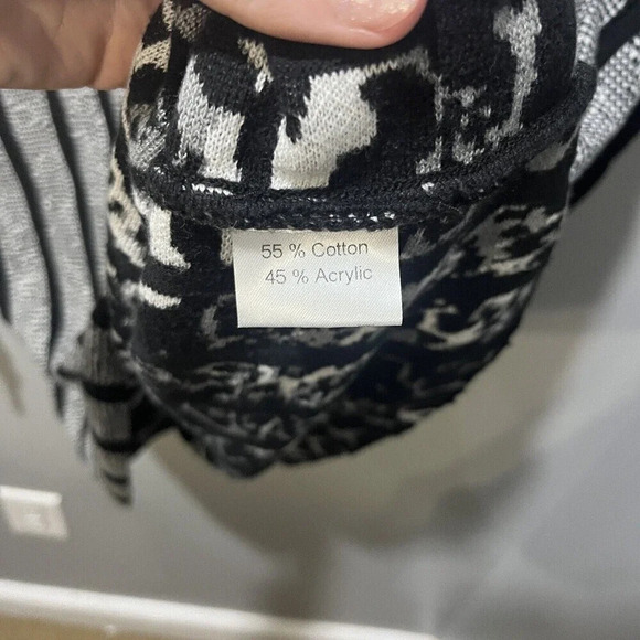 Angel Women Black Gray Striped Sweater M Cotton Long Sleeve Tunic Warm Lagenlook - Picture 4 of 7